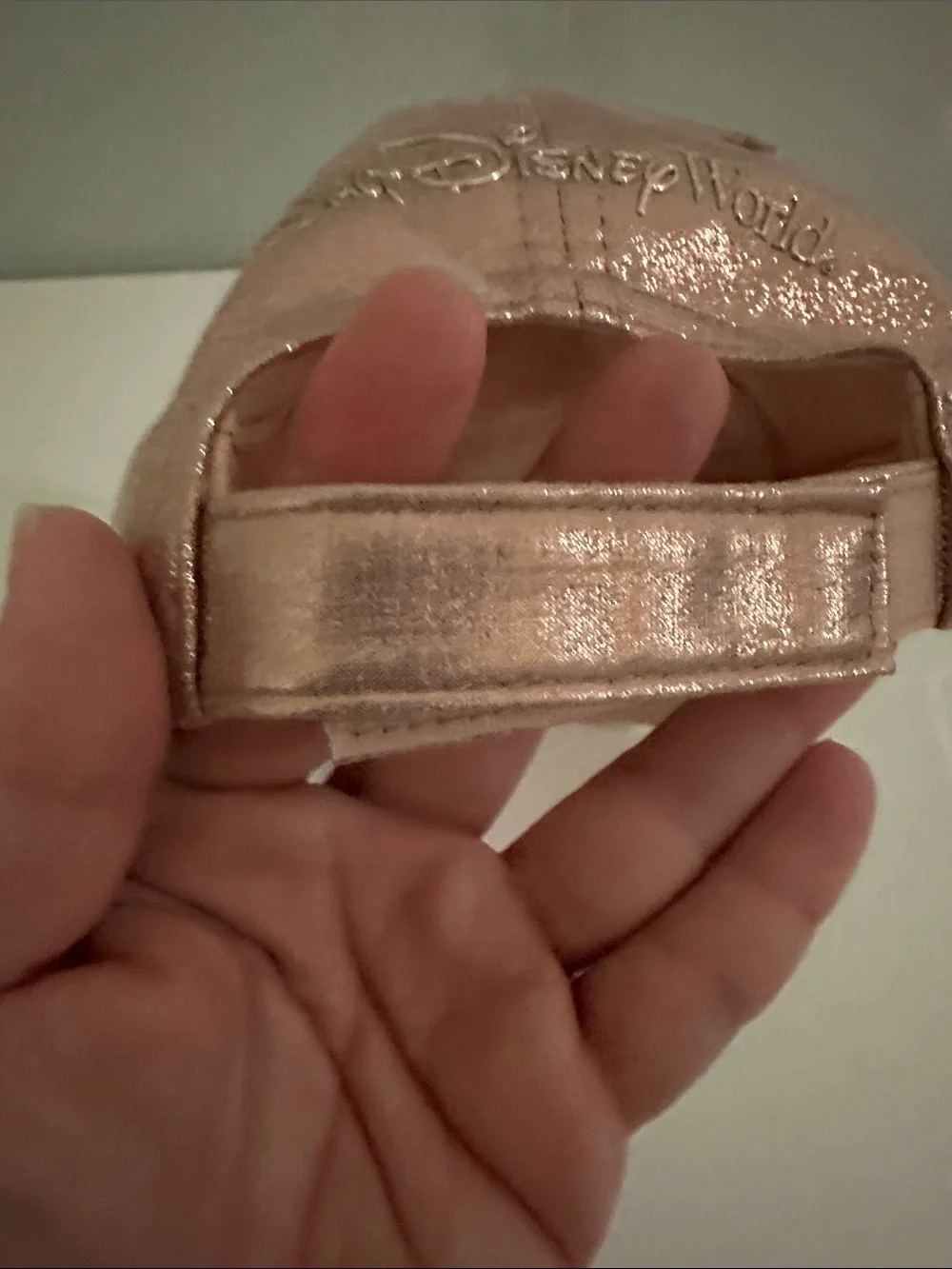 Kids Metallic Rose Gold Baseball Cap with Mickey Accent